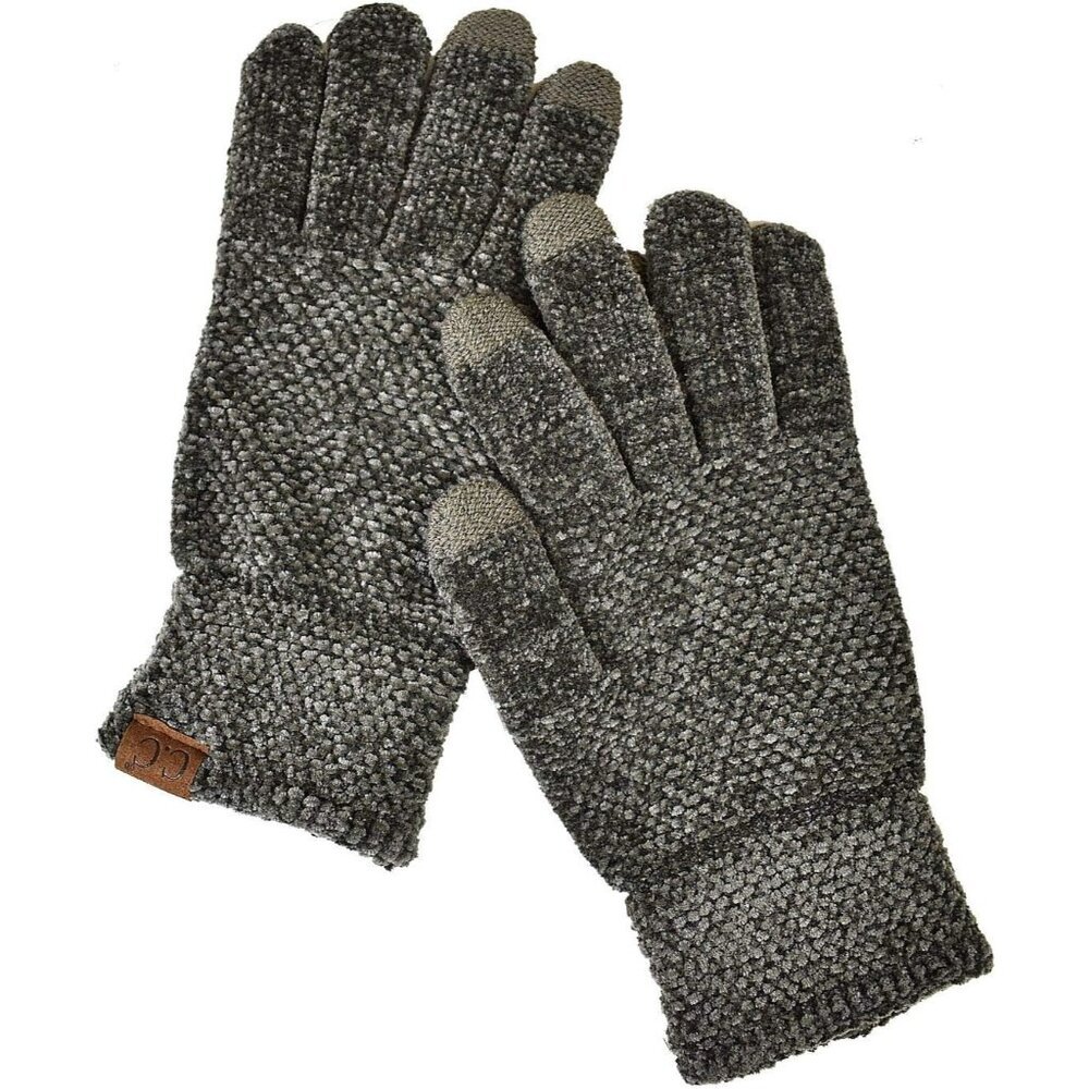 Women's Dark Olive Winter Warm Eco-Friendly Chenille Touchscreen Texting Gloves